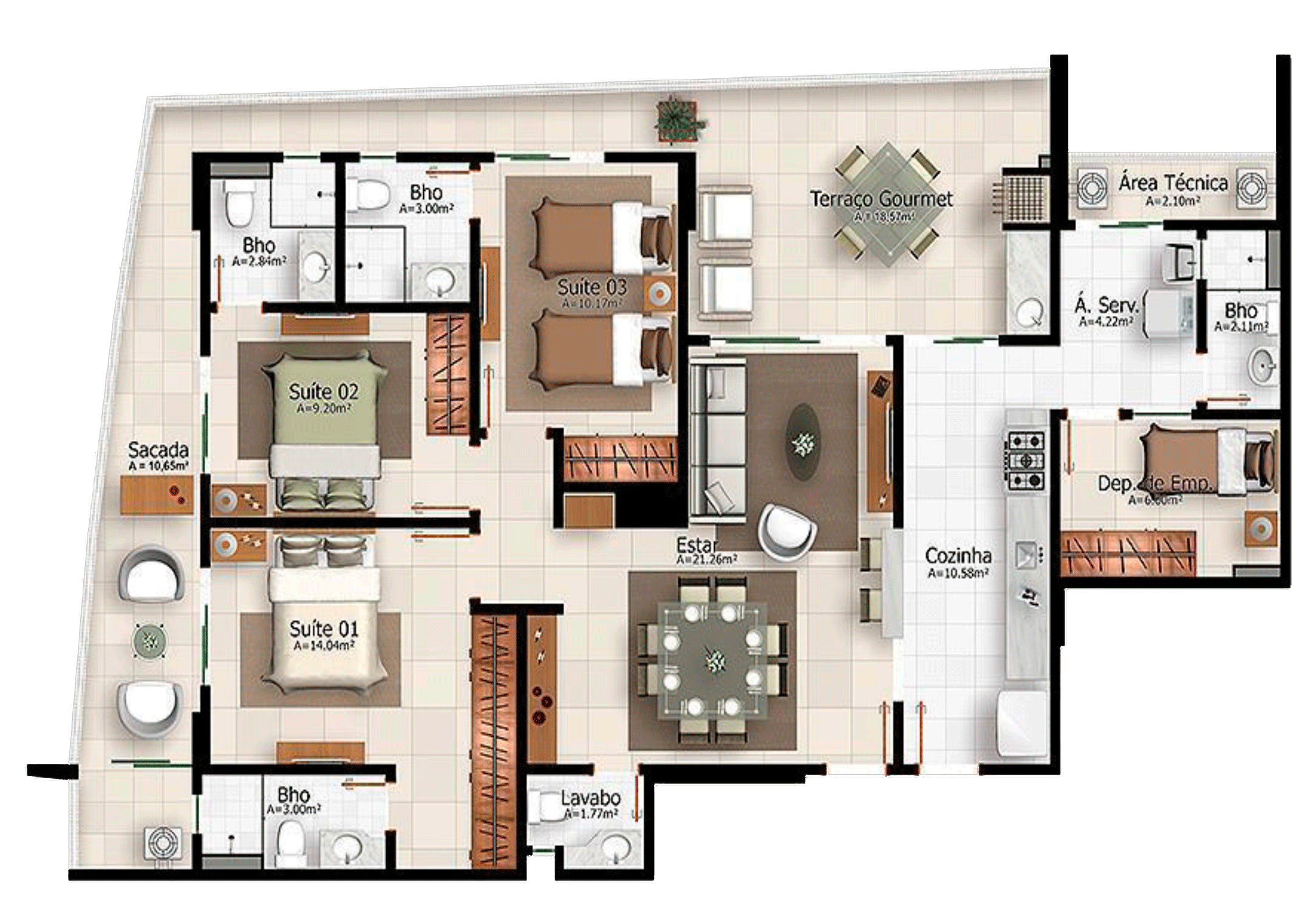 Layout-Pavimento-tipo-1--–-Manhattan-Residence-–-Cozinha-Americana